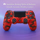 Maizic Smarthome Funetic Red Camo Bluetooth Wireless P4 Controller with dual vibration, turbo, touchpad, Type-C fast charging, 10hr battery, and protective case. Compatible with PS4, PC, smartphone, and PS5-supported games.