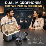 Maizic Smarthome Dual Wireless Lavalier Microphone with Charging Case for Type-C Devices, 2.4GHz Clip-On Lapel Mic, Intelligent Noise Cancellation, Plug & Play for YouTube, Vlogging & Interviews