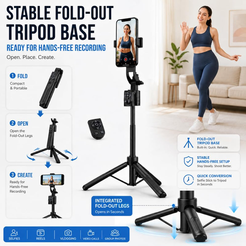 Maizic Smarthome AI Tracking Selfie Stick Tripod, 360° Face Tracking Phone Stand with Bluetooth Remote, Reels Scroll Up/Down/Left/Right, Gesture Control for Vlogging, Selfies & Live Streaming
