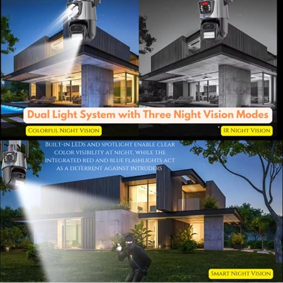 Renewed Maizic Supercam TwinView Dual Lens CCTV – 5MP+5MP WiFi Outdoor Camera, Dual Screen, Color Night Vision, IP66, 128GB SD Support