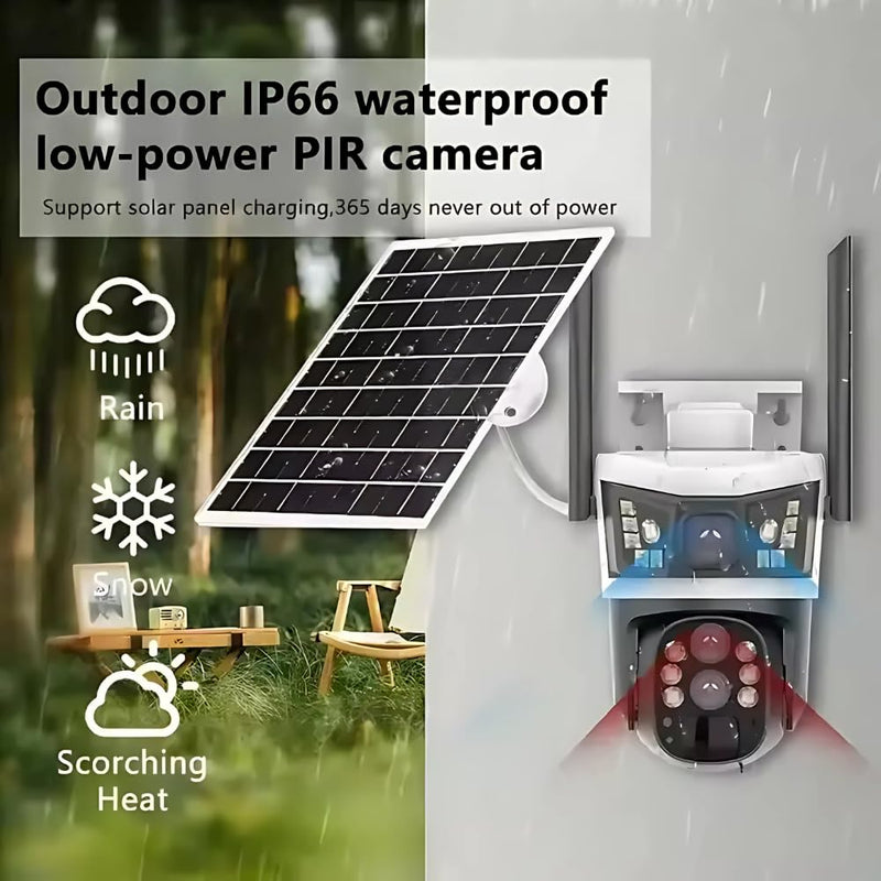 Maizic Opti-Zoom 4G Solar CCTV – 10X Optical Zoom, Dual Lens, 3-Screen View, Motion Detection, Two-Way Audio