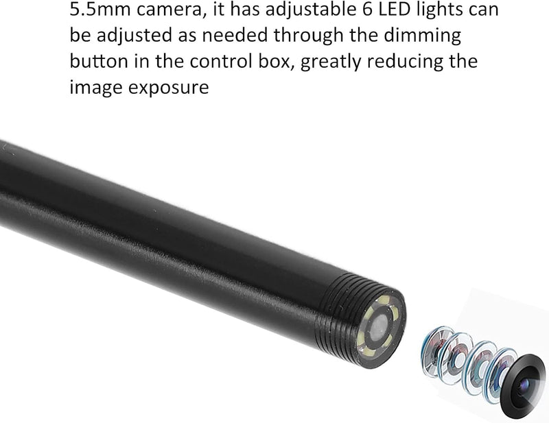 Maizic 6-LED Endoscopic Camera | 5.5mm Lens | IP67 Waterproof | Android USB Borescope for Underwater & Dark Area Inspection (2M)