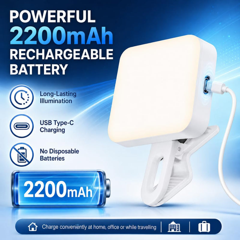 Maizic Smarthome K-16 LED Selfie Fill Light for Phone | 2200mAh Rechargeable Clip-On Video Light | 3 Colour Temperatures & 9 Lighting Modes | for Vlogging, Makeup, Photography & Video Calls