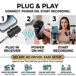 Maizic Smarthome F11-2 Dual Wireless Microphone, 3-in-1 Lavalier Lapel Mic for Android, iPhone, Camera & Laptop, Type-C, Lightning & 3.5mm, ENC Noise Cancellation for Vlogging, YouTube