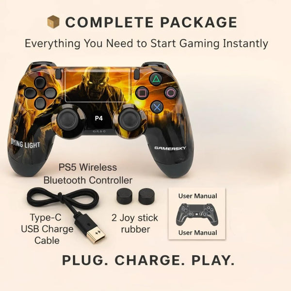 Maizic Smarthomea Funetic Zombie Survival Game Themed Bluetooth Wireless P4 Gaming Controller | PC, Smartphone | Dual Vibration, Turbo, Touchpad, Type-C Fast Charging, 10hr Battery
