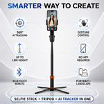 Maizic Smarthome Q13 AI Face Tracking Tripod 1.8M, 360° Auto Tracking Selfie Stick with Gesture Control, Bluetooth Remote, Portrait Landscape Phone Holder for Vlogging, Reels & Live Streaming