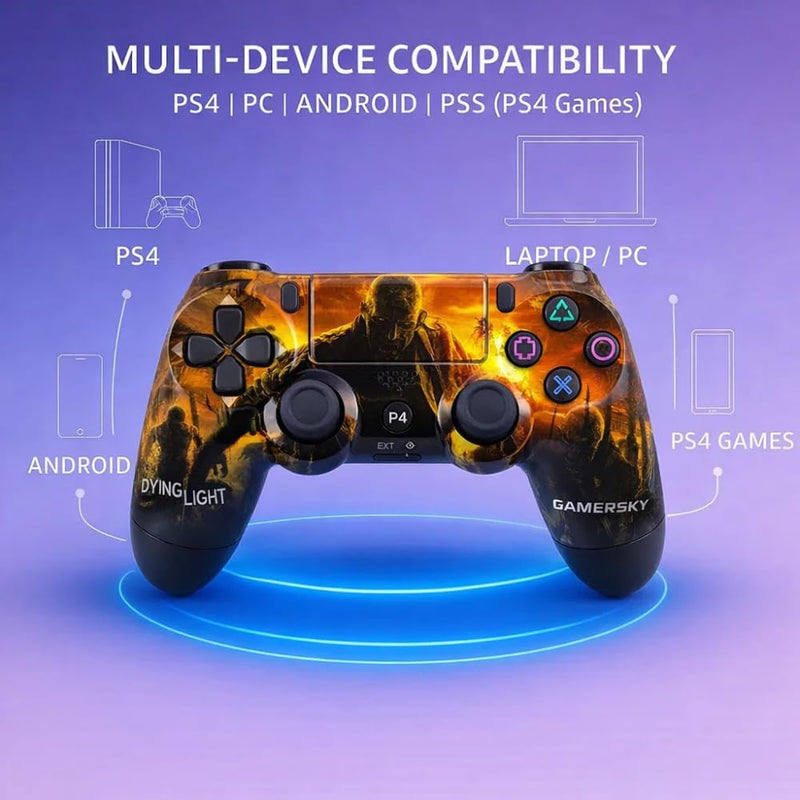 Maizic Smarthomea Funetic Zombie Survival Game Themed Bluetooth Wireless P4 Gaming Controller | PC, Smartphone | Dual Vibration, Turbo, Touchpad, Type-C Fast Charging, 10hr Battery