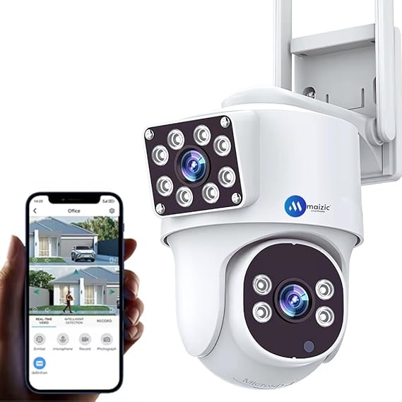 Maizic Supercam Lynox 4G/5G SIM CCTV Camera – 4MP+4MP Full HD, 360° Coverage, Night Vision, Two-Way Audio, Cloud SD Storage