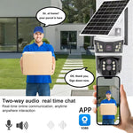 Maizic Smarthome Opti-Zoom 10X Optical Zoom 2 Lens/3 Screen View 4G Sim Based Wireless Solar CCTV Camera with 7W Solar Panel Built-in Battery, Human+ PIR Motion Detection, Two-Way Audio