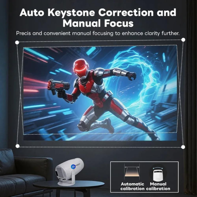 Maizic Smarthome Boombeat Projector | 8000 Lumens Android 13 LED Projector | 8K & 4K Supported | Built-in Speaker | Bluetooth 5.2 | Wi-Fi Mirroring | HDMI USB | Auto Keystone | Netflix YouTube