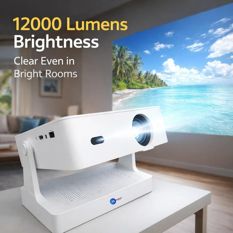 Maizic Smarthome Tej PRO 2K Smart Projector | 12000 Lumens | Wi-Fi & Bluetooth | Zoom Adjustment & Miracast | Supports Netflix, YouTube & Play Store | HDMI, USB, RJ45 | Android & iOS Support