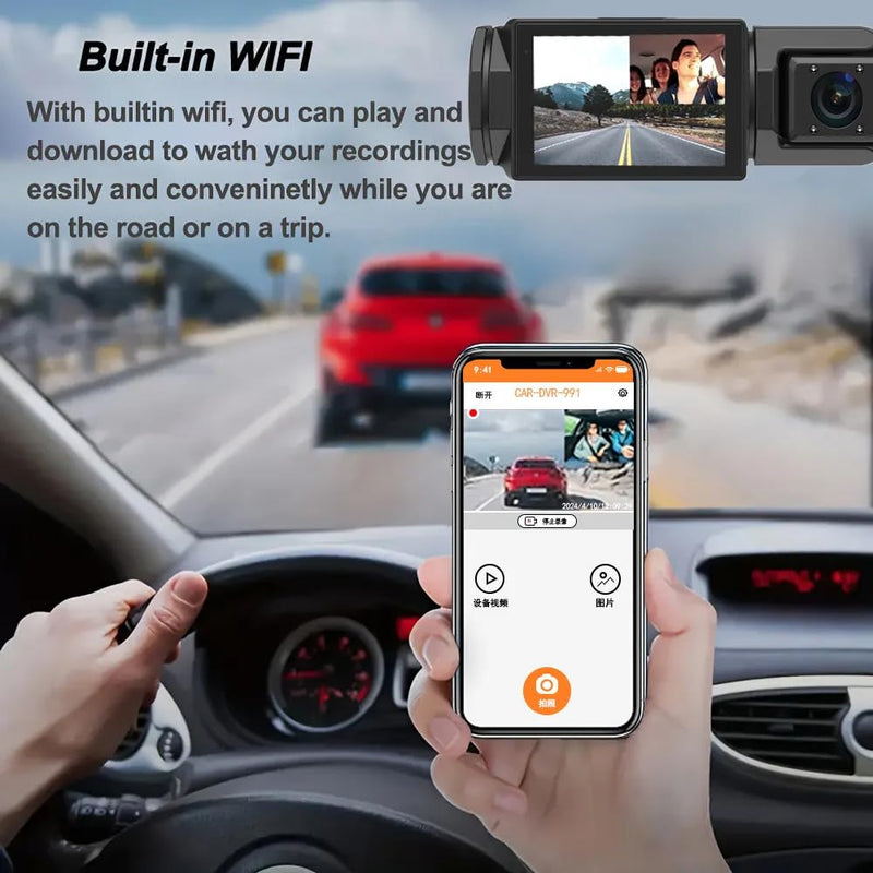 Maizic Triplex 4K 3-Channel Dash Cam – Front, Rear & Cabin, Wi-Fi, G-Sensor, IR Night Vision, 24H Parking Monitor