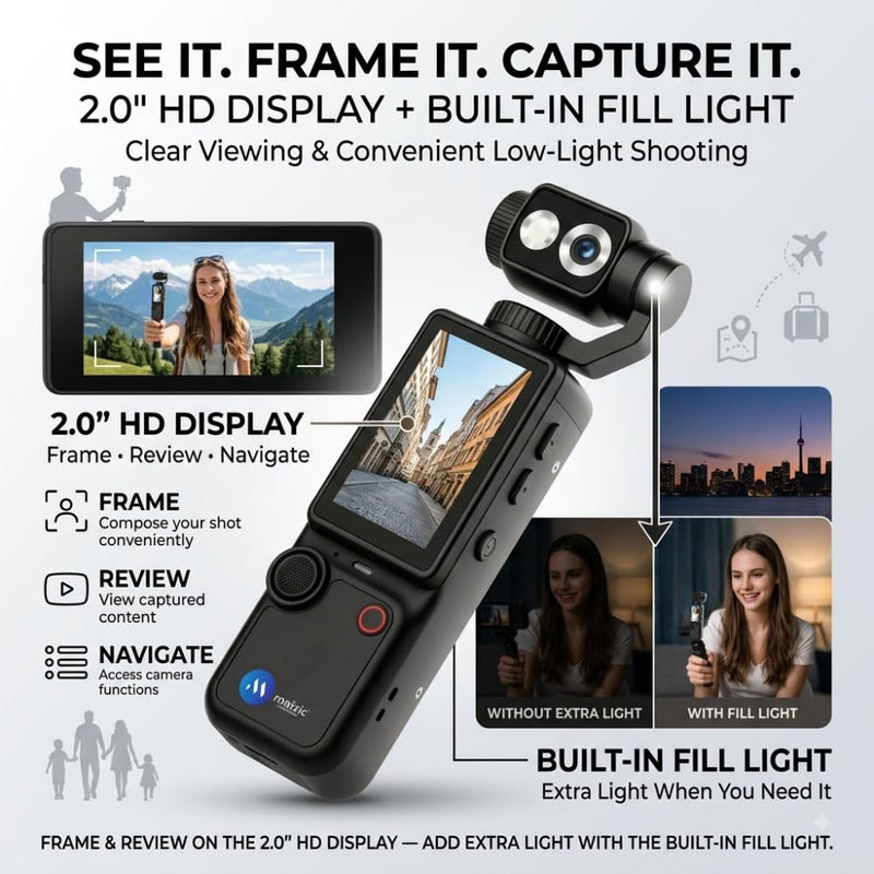 Maizic Smarthome Q8 4K Vlogging Camera for YouTube | 180° Rotating Lens, 2.0
