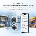 Maizic Smarthome Ask 5MP WiFi AI Agent CCTV Camera | Dual-Lens View | Hindi & English Voice Daily Briefing | Face Recognition, Smart Journal, ProofCam Video Evidence & Colour Night Vision