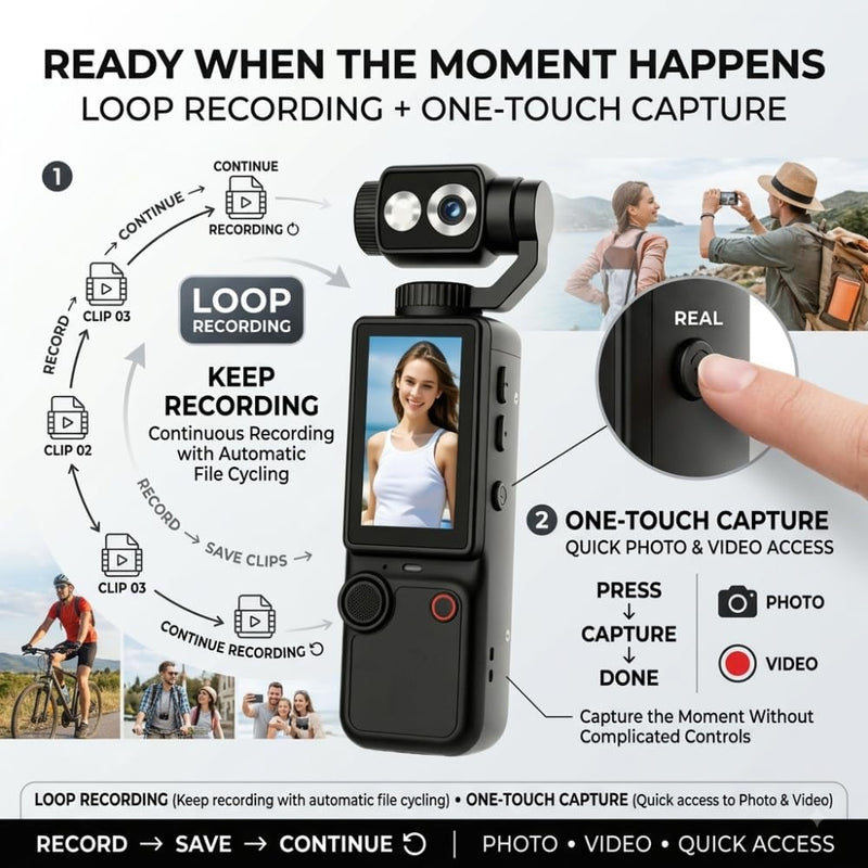 Maizic Smarthome Q8 4K Vlogging Camera for YouTube | 180° Rotating Lens, 2.0