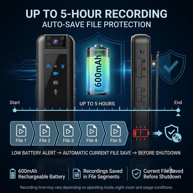 Maizic Smarthome ProofCam B1 1080P Full HD Body Camera, Mini Wearable Video Recorder with IR Night Vision, 180° Rotatable Lens, Up to 5H Recording, 256GB TF Card Support & Portable Back Clip