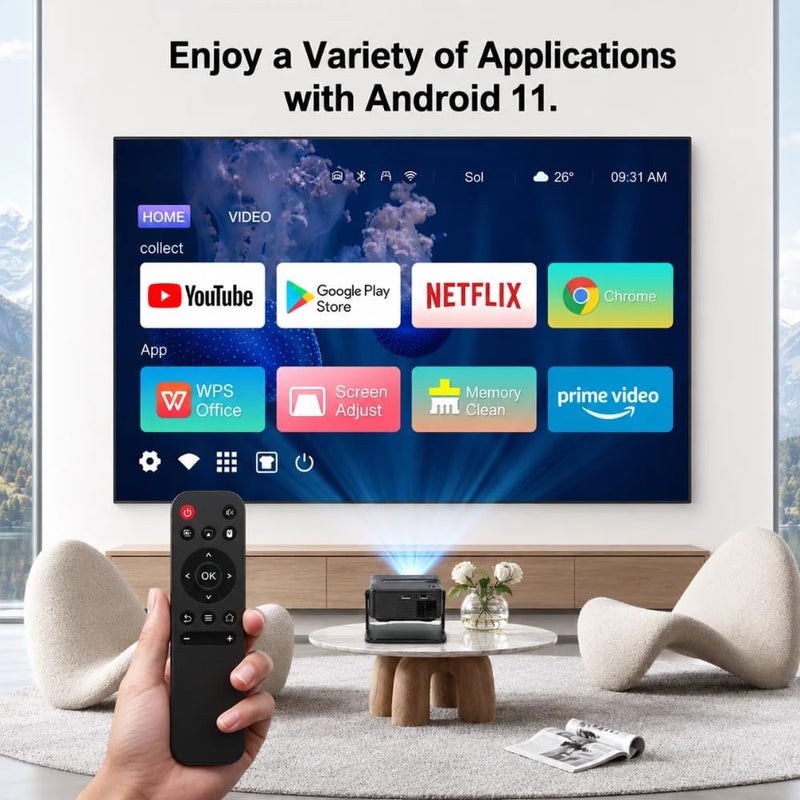 Maizic Smarthome Xnano T200 Smart Mini Projector, Native 1080P Full HD 4K Video Decode Supported, Android 14, Auto Keystone, 15000 lm, WiFi 6 & BT 5.0, 40-200