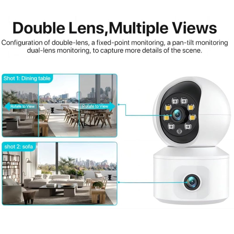 Maizic Smarthome 4G SIM Dual Lens Indoor CCTV Camera | Dual Screen View, Color Night Vision, 2-Way Talk, AI Motion Detection, 128GB SD Support