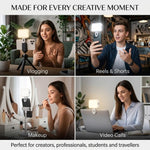 Maizic Smarthome K-16 LED Selfie Fill Light for Phone | 2200mAh Rechargeable Clip-On Video Light | 3 Colour Temperatures & 9 Lighting Modes | for Vlogging, Makeup, Photography & Video Calls