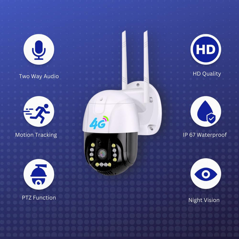 Maizic Gorilla 4G 5MP PTZ Outdoor CCTV – Full HD, Dual Light Night Vision, Auto Tracking, Two-Way Audio, IP66 Waterproof