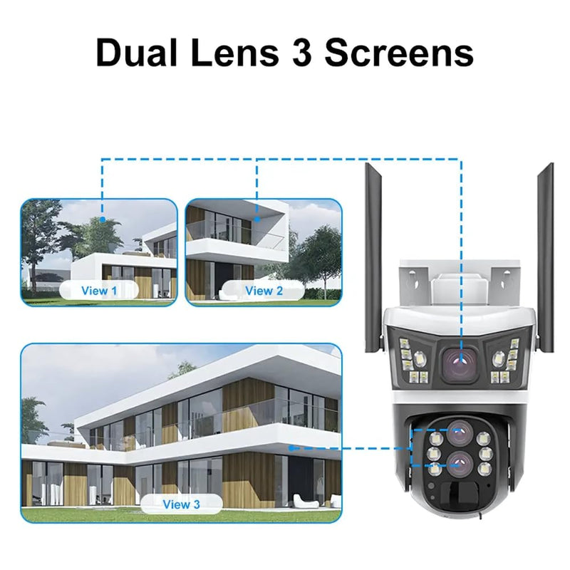 Maizic Opti-Zoom 4G Solar CCTV – 10X Optical Zoom, Dual Lens, 3-Screen View, Motion Detection, Two-Way Audio