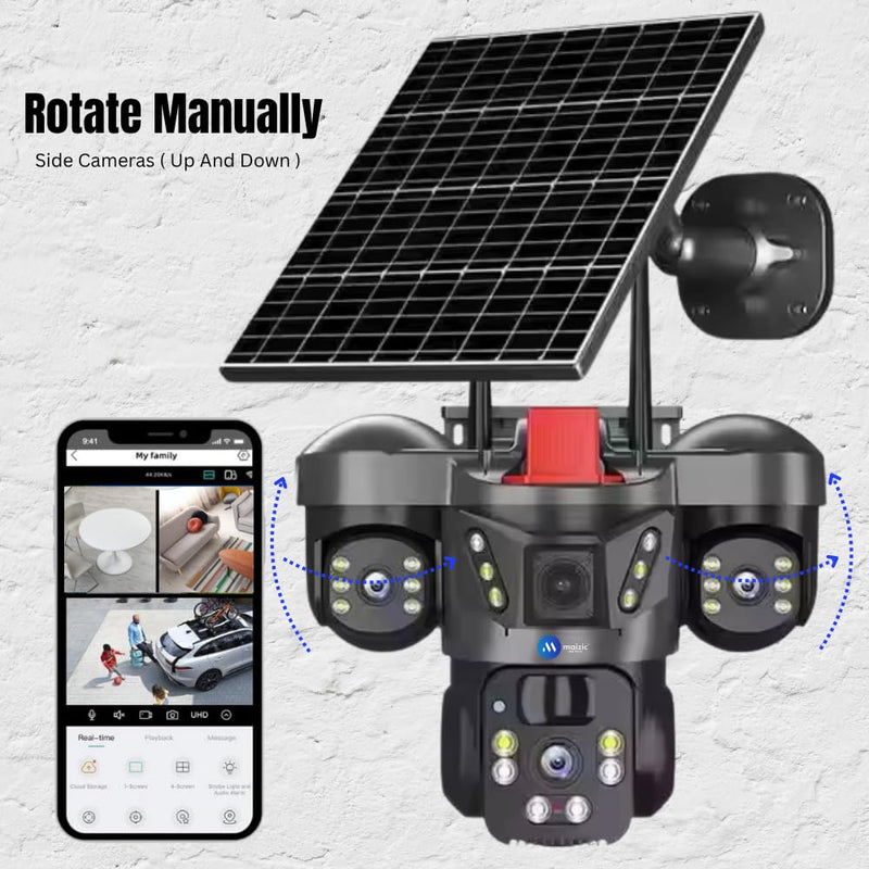Maizic Trion 4G Solar 5MP Triple Lens Outdoor CCTV – Auto Tracking, Human Detection, Color Night Vision