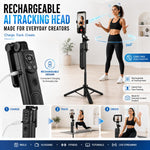 Maizic Smarthome AI Tracking Selfie Stick Tripod, 360° Face Tracking Phone Stand with Bluetooth Remote, Reels Scroll Up/Down/Left/Right, Gesture Control for Vlogging, Selfies & Live Streaming