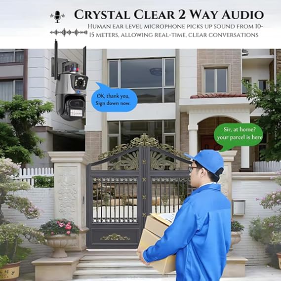 Renewed Maizic Supercam TwinView Dual Lens CCTV – 5MP+5MP WiFi Outdoor Camera, Dual Screen, Color Night Vision, IP66, 128GB SD Support