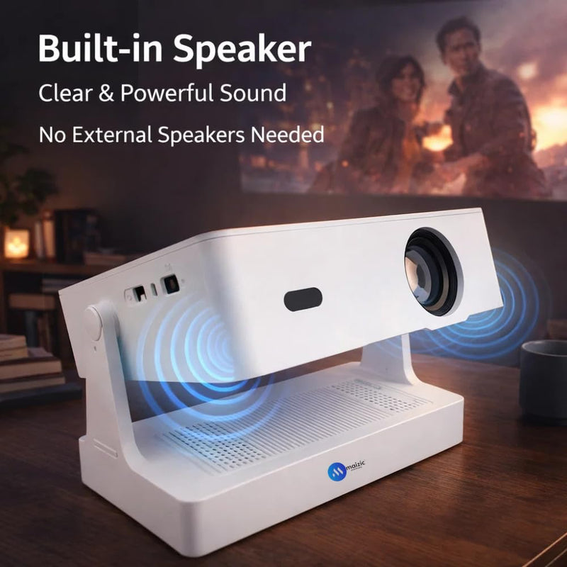 Maizic Smarthome Tej PRO 2K Smart Projector | 12000 Lumens | Wi-Fi & Bluetooth | Zoom Adjustment & Miracast | Supports Netflix, YouTube & Play Store | HDMI, USB, RJ45 | Android & iOS Support