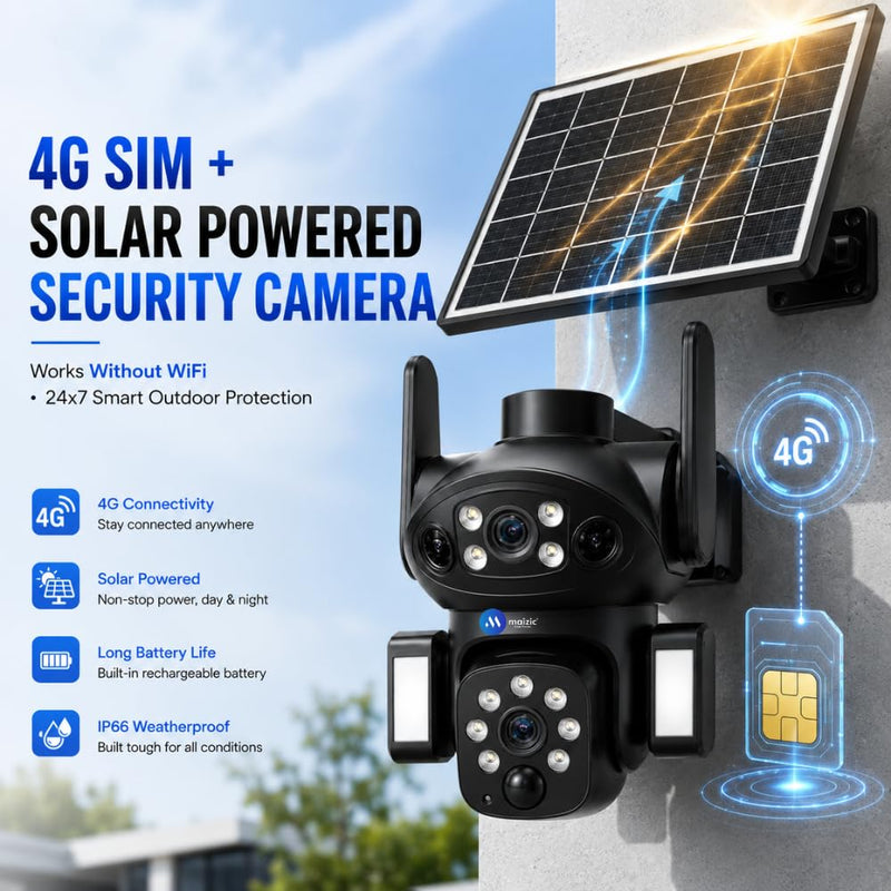 Maizic Smarthome Tricam Black Beauty 4G SIM Solar Security Camera