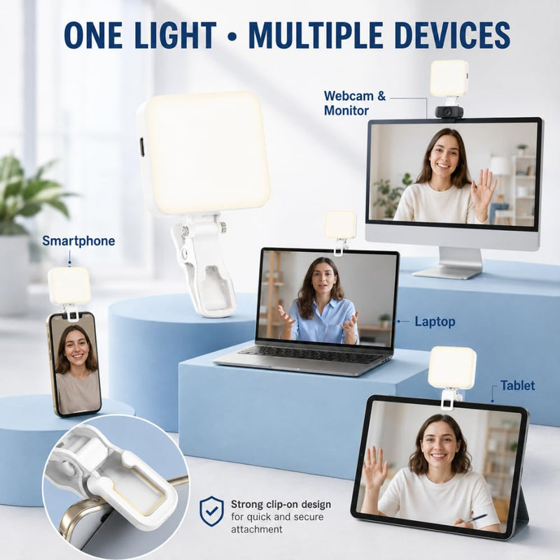 Maizic Smarthome K-16 LED Selfie Fill Light for Phone | 2200mAh Rechargeable Clip-On Video Light | 3 Colour Temperatures & 9 Lighting Modes | for Vlogging, Makeup, Photography & Video Calls