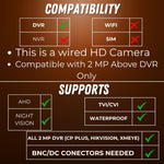 Maizic Smarthome 2MP Full HD Outdoor Bullet CCTV Camera – Wide Angle, Full-Color Night Vision, IP66 Waterproof, Compatible with All 2MP DVRs (Wired, White)