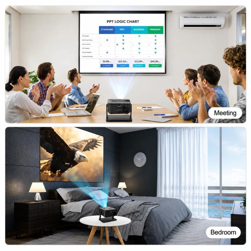 Maizic Smarthome Xnano T200 Smart Mini Projector, Native 1080P Full HD 4K Video Decode Supported, Android 14, Auto Keystone, 15000 lm, WiFi 6 & BT 5.0, 40-200