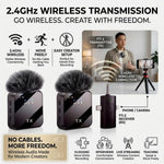 Maizic Smarthome F11-2 Dual Wireless Microphone, 3-in-1 Lavalier Lapel Mic for Android, iPhone, Camera & Laptop, Type-C, Lightning & 3.5mm, ENC Noise Cancellation for Vlogging, YouTube