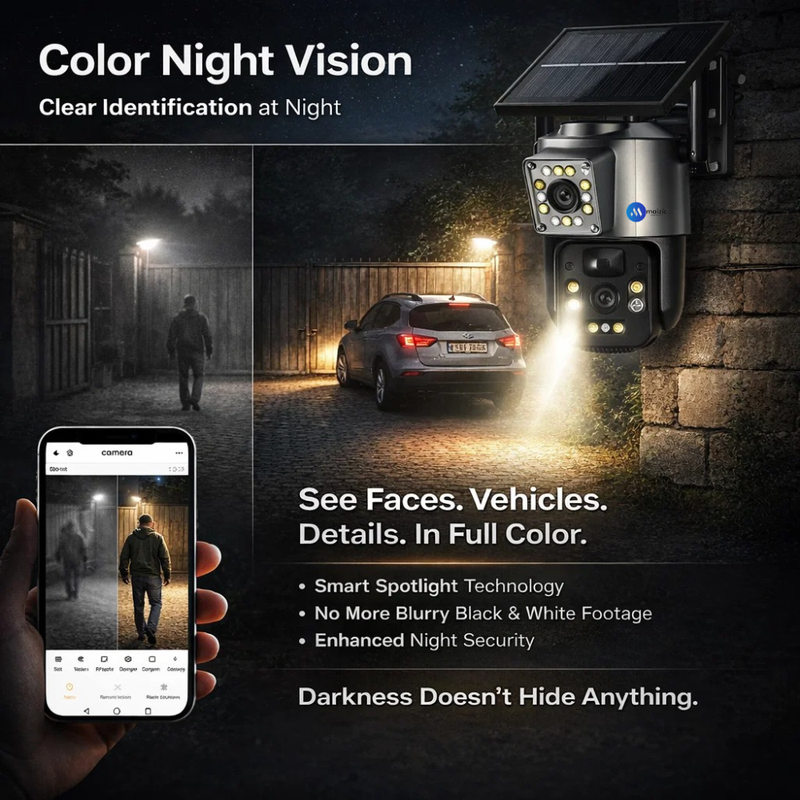 Maizic Smarthome Supercam 2.0 4G Solar Dual Lens/Screen 5+5MP UHD Outdoor CCTV | PTZ + Bullet | 360° View | 8000mAh Battery | Color Night Vision | 2-Way Audio | Human Detection | IP66 Waterproof