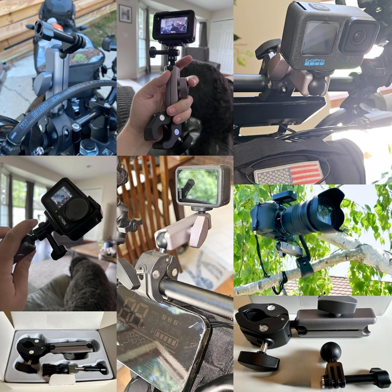 Maizic Smarthome 360° Rotating Bike Handlebar Camera Mount Clamp, Aluminium Motorcycle Action Camera Holder for Insta360 X6/X5/X4/X3, GoPro Hero 13/12/11/10/9, DJI Osmo Action & Maizic Q6-11 & X5 Pro