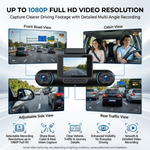 Maizic Smarthome DriveCam 4- Lens Dash Camera for Cars | Up to 1080P Full HD 4-Channel Recording | 180° Rotatable Camera | Front, Cabin & Rear Wide-Angle Coverage | G-Sensor | Smart Loop Recording | 2.0