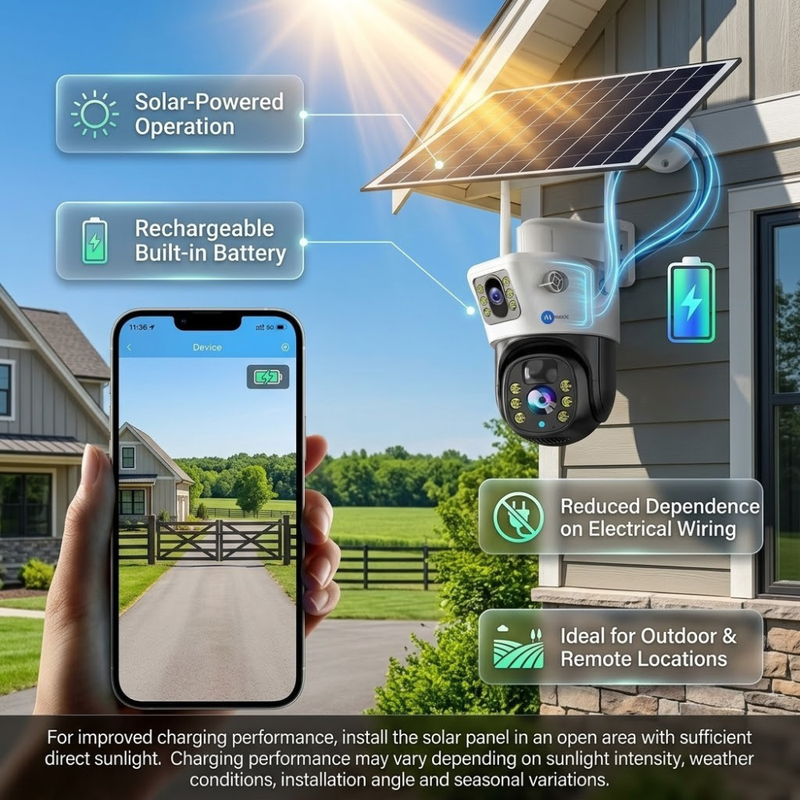 Maizic Smarthome Supercam 4G Solar CCTV Camera for Home & Office, 10MP (5MP+5MP) Dual Lens Outdoor Security Camera, Dual Screen View, AI Human Detection, Color Night Vision, Two-Way Audio, IP66 Waterproof