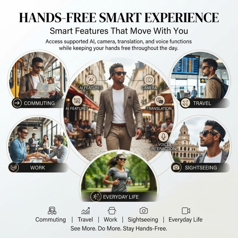 Maizic  Smarthome AI G1MAX Smart Glasses with 8MP Camera – AI Vision, Multilingual Translation, Wi-Fi, HD Video Recording, Built-in Mic & Photochromic Lenses
