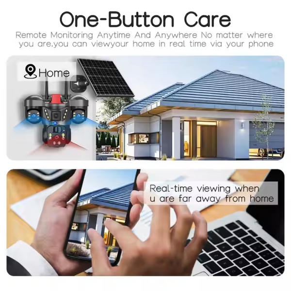 Maizic Smarthome Trion 4G Solar Triple Lens 5MP Outdoor CCTV Camera | 3-Screen View | Manual Side Rotation| Auto Tracking | Human Detection | IR+Color Night Vision | Two-Way Audio | Multi-User Access