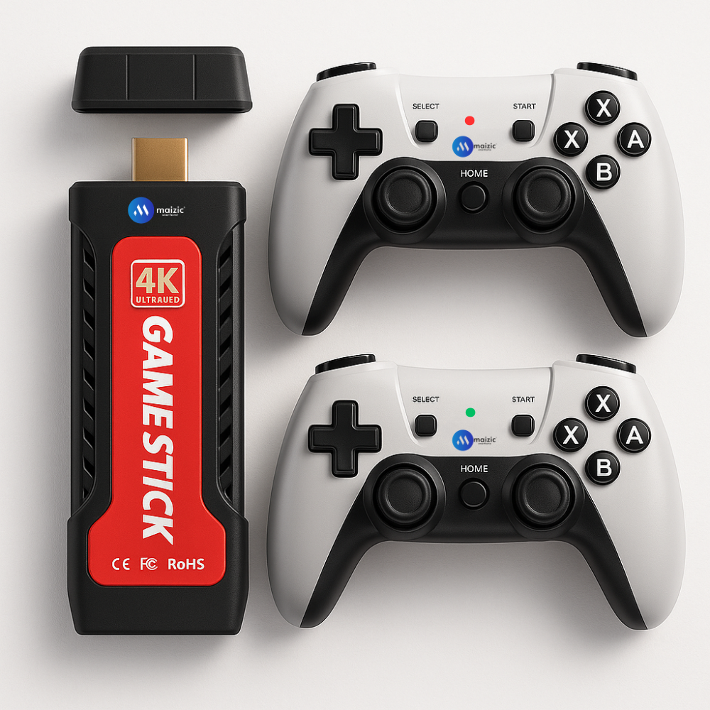 Maizic SmartHomes GameStick GD30 | 35,000+ Retro 2D/3D Games | 4K Ultra HD HDMI Plug & Play Console | Wireless Controllers | Arcade Rocker | High Sensitivity | Anti-Skid Design | Multicolor