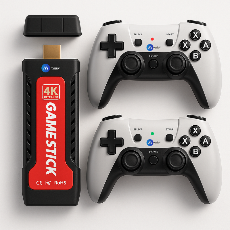 Maizic SmartHomes GameStick GD30 | 35,000+ Retro 2D/3D Games | 4K Ultra HD HDMI Plug & Play Console | Wireless Controllers | Arcade Rocker | High Sensitivity | Anti-Skid Design | Multicolor