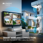 Maizic Smarthome PowerHub 3MP HD Wireless CCTV NVR Kit | Auto-Pair 4-Channel Security System | PTZ Cameras | 100M Long-Range Dual-Band Wi-Fi | IP66 Waterproof | Motion Detection | 2-Way Audio | App Live View