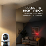 Maizic Smarthome Kyrone X2 5+5MP Dual Lens/Screen WiFi Indoor CCTV Camera | Full HD 1080p | 360° View | Color + IR Night Vision | Two-Way Audio | Motion Detection | Video Calling | SD Card Support up to 128 GB