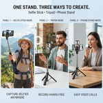 Maizic Smarthome 1 CreatorPod 11 70cm Selfie Stick Tripod with Bluetooth Remote, Reinforced Extendable Mobile Phone Stand for iPhone & Android, Vlogging, Reels, Selfies, Group Photos & Travel