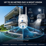 Maizic Smarthome Fox Outdoor WiFi Security Camera | 360° Pan Tilt Zoom | 50m Color Night Vision | AI Motion Alerts | Two-Way Audio Intercom | IP66 Weatherproof | SD Card Recording | Remote Live View (White)
