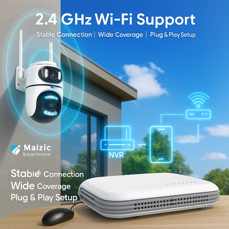 Maizic Smarthome PowerHub 5MP+5MP Dual Lens Wireless CCTV NVR Kit | Auto-Pair 10-Channel System | Dual Lens PTZ Cameras | 100M Long-Range WiFi | ONVIF Compatible | Full-Color Night Vision | 2-Way Audio | App Live View