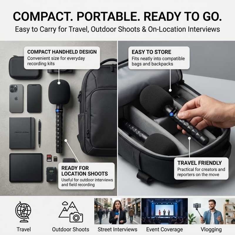 Maizic Smarthome Handheld Mic Holder with Cold Shoe Mount, Microphone Adapter Grip Kit for Journalism, Interviews, Reporting, Vlogging & Video Recording