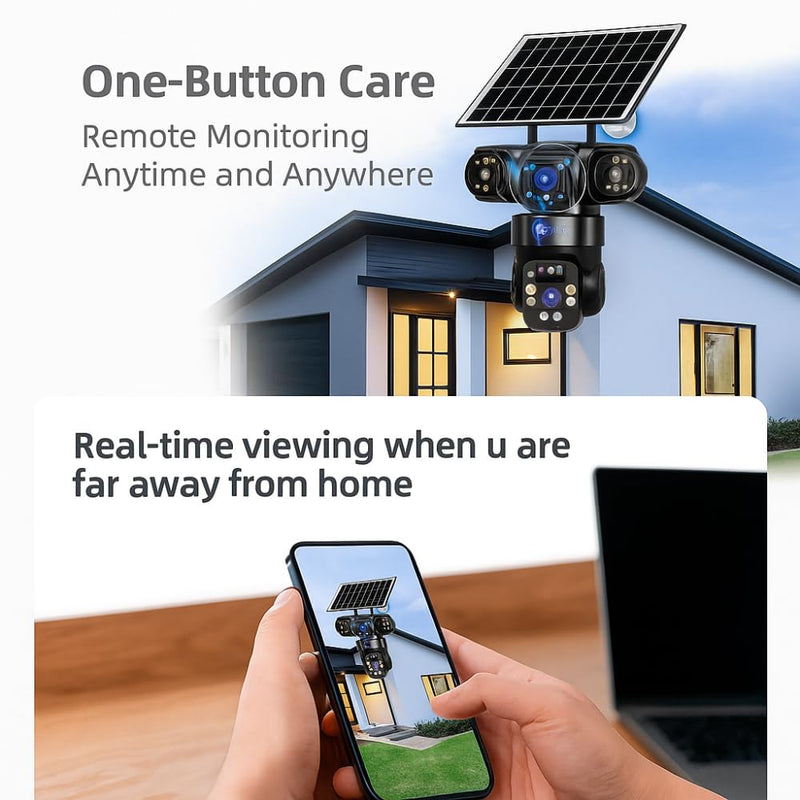 Maizic Smarthome SunEye 3X 4G Solar Triple Lens 5MP Outdoor CCTV Camera | 3-Screen View | Manual Side Rotation | Auto Tracking | Human Detection | Color Night Vision | Two-Way Audio |Multi-User Access