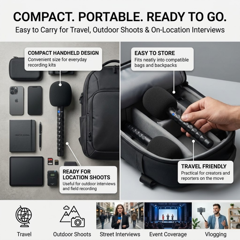 Maizic Smarthome Handheld Mic Holder with Cold Shoe Mount, Microphone Adapter Grip Kit for Journalism, Interviews, Reporting, Vlogging & Video Recording